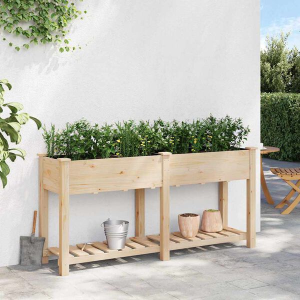 vidaXL Vaso de Jardim Bege 161 x 43 x 76,5 cm Madeira de Fir S&oacute;lida