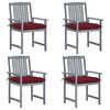 vidaXL Cadeiras de jardim com almofad&otilde;es 4 pcs ac&aacute;cia maci&ccedil;a cinza