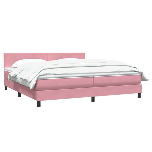 vidaXL Cama com molas/colch&atilde;o 180x210 cm veludo Rosa