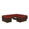 vidaXL 13 pcs conjunto lounge jardim c/ almofad&otilde;es vime PE castanho