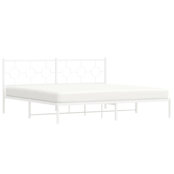 vidaXL Estrutura de cama com cabeceira 200x200 cm metal branco