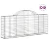vidaXL Cestos gabi&atilde;o arqueados 40pcs 200x30x80/100cm ferro galvanizado