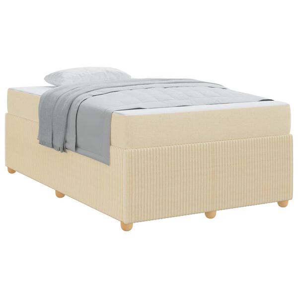 vidaXL Estrutura da Cama com colch&atilde;o Creme 120 x 190 cm tecido