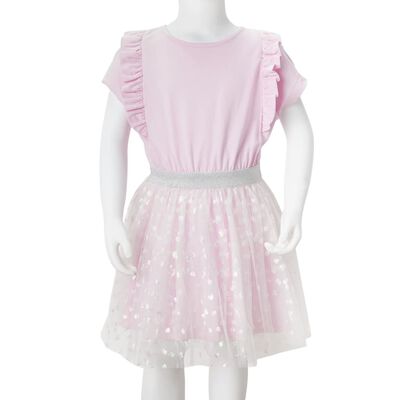 Vestido de criança com folhos rosa-claro 92