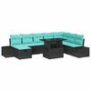 vidaXL Conjunto de Sof&aacute; de Jardim 9 unid. Preto vime PE