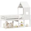 vidaXL Cama alta com telhado 90x200 cm pinho maci&ccedil;o branco