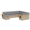 vidaXL 10 pcs conjunto de sof&aacute;s p/ jardim com almofad&otilde;es vime PE bege