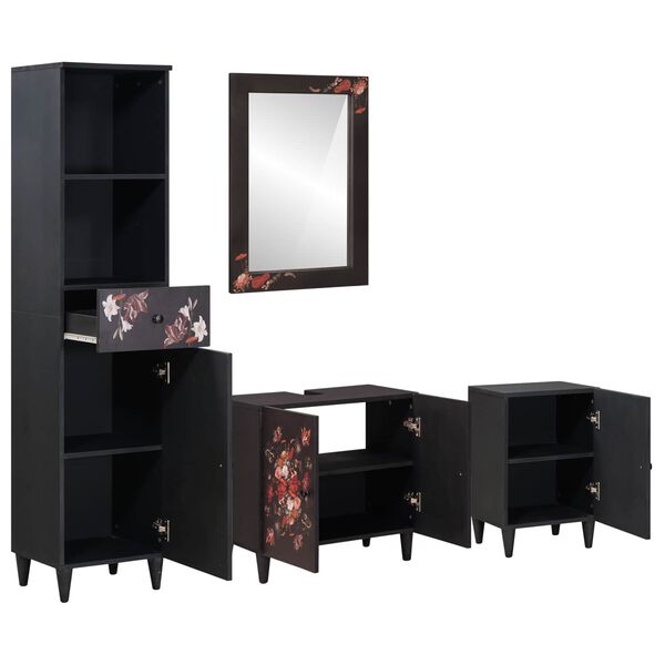 vidaXL Conjunto de Arm&aacute;rios para Banheiro com gaveta com porta 4 pcs