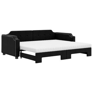 vidaXL Sof&aacute;-cama com gavet&atilde;o e colch&otilde;es 100x200 cm tecido preto