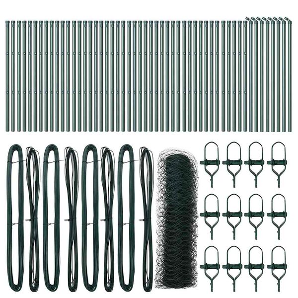 vidaXL Poste de Cerca Verde 100 x 0,5 m (malha de 50 mm) A&ccedil;o e PVC