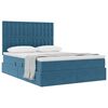 vidaXL Cama com arruma&ccedil;&atilde;o e colch&atilde;o Azul Escuro 140 x 190 cm Veludo