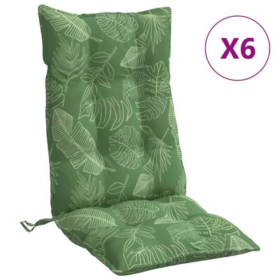 vidaXL Almofadões p/ cadeira encosto alto 6 pcs tecido oxford folhas