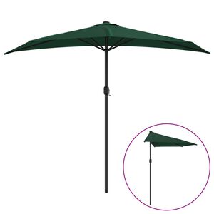 vidaXL Guarda-sol varanda mastro alum&iacute;nio 270x144cm verde semicircular