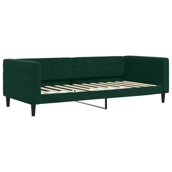 vidaXL Sof&aacute;-cama c/ gavet&atilde;o e gavetas 90x200 cm veludo verde-escuro