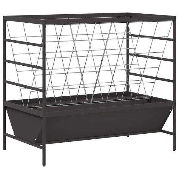 vidaXL Comedouro para Gado Preto 100 x 60 x 90 cm A&ccedil;o Laminado a Frio