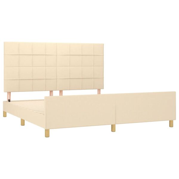 vidaXL Estrutura de cama sem colch&atilde;o 180x200 cm tecido cor creme