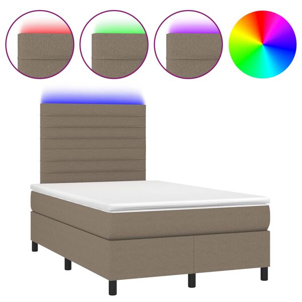 vidaXL Cama box spring colch&atilde;o/LED 120x200cm tecido cinza-acastanhado