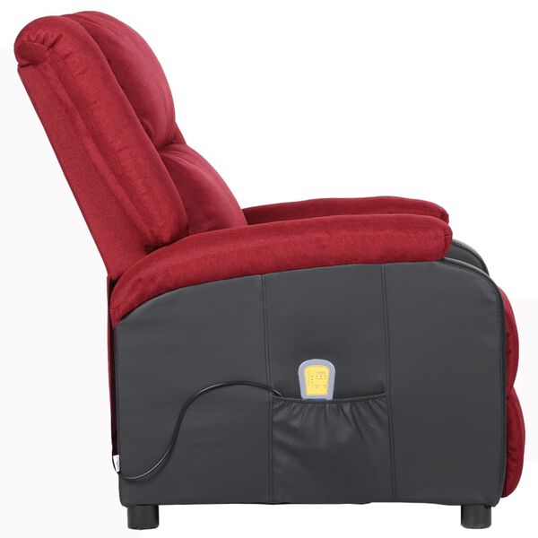 vidaXL Cadeira de massagens couro artificial/tecido vermelho tinto