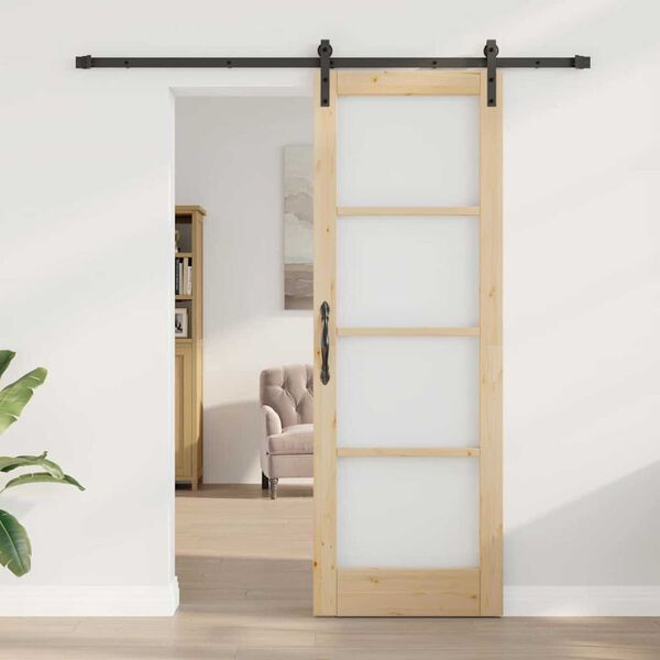 vidaXL Porta Deslizante ORKDAL Natural e Preto 73,5 x 211 cm