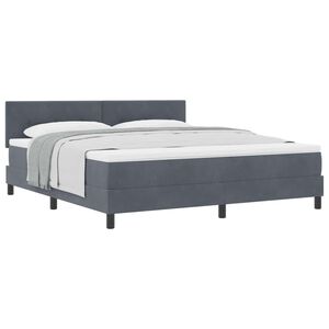 vidaXL Cama Box com colch&atilde;o Cinza Escuro 180 x 200 cm Veludo