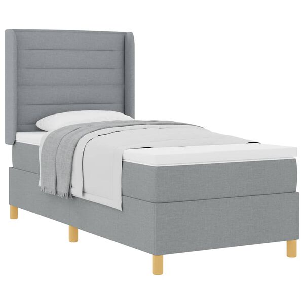 vidaXL Cama Box Spring com colch&atilde;o Cinzento-claro 80 x 200 cm tecido