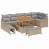 vidaXL Conjunto de Sof&aacute; de Jardim 9 unid. Bege vime PE