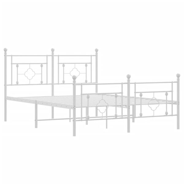 vidaXL Estrutura de cama com cabeceira e p&eacute;s 140x190 cm metal branco