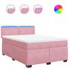 vidaXL Cama com molas/colch&atilde;o 160x200 cm veludo rosa