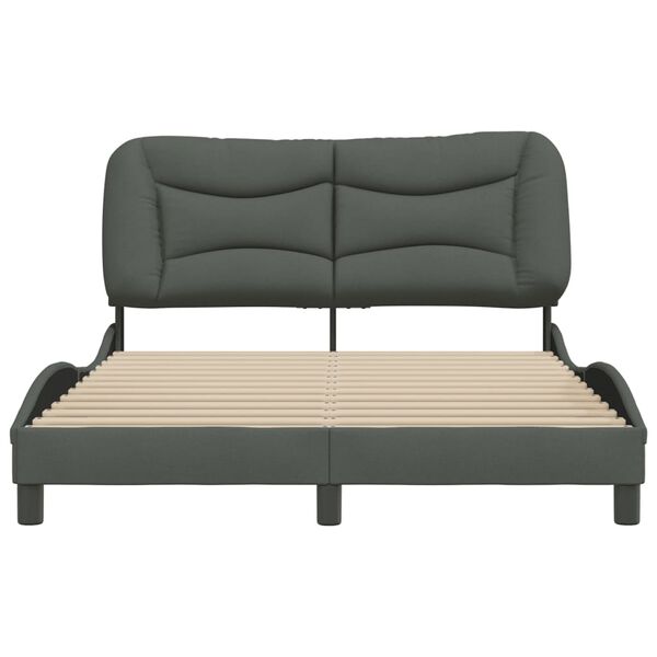 vidaXL Estrutura de cama sem colch&atilde;o Hvar 140x200 cm tecido cinzento-escuro