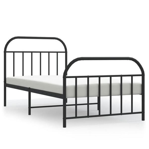 vidaXL Estrutura de cama com cabeceira e pés 107x203 cm metal preto