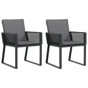 vidaXL Cadeiras de jardim com almofad&otilde;es 2 pcs vime PE preto