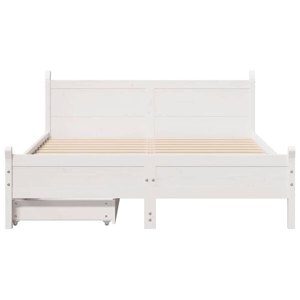 vidaXL Cama sem colch&atilde;o 140x190 cm madeira de pinho maci&ccedil;a branco