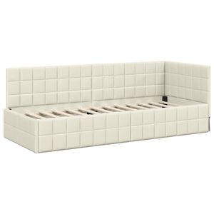 vidaXL Estrutura de Cama de Canto Creme 80 cm x 200 cm Veludo