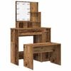 vidaXL Conjunto toucador com luzes LED derivados madeira madeira velha