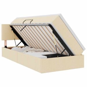 vidaXL Cama com arruma&ccedil;&atilde;o e colch&atilde;o Creme 90 x 190 cm Veludo