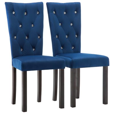 vidaXL Cadeiras de jantar 2 pcs veludo azul-escuro