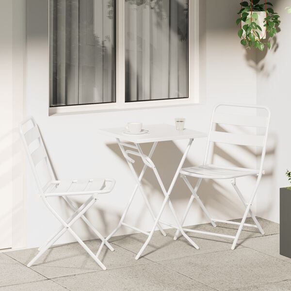 vidaXL Conjunto bistro 3 pcs Branco Aço