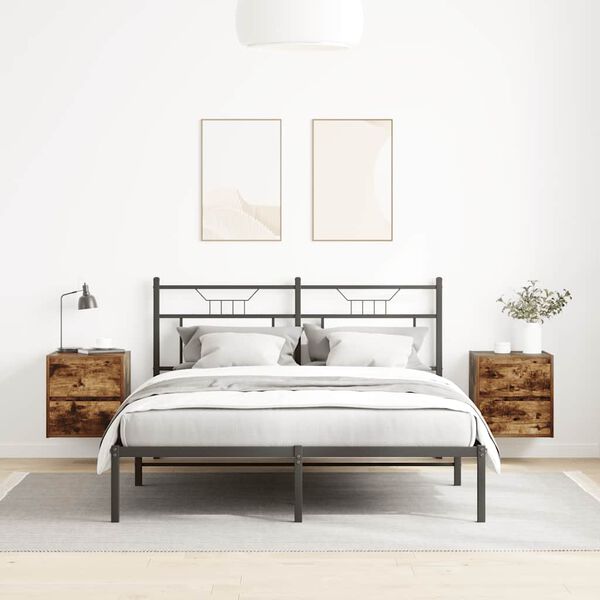 vidaXL Mesas de cabeceira de parede 2 pcs 38x34x40 cm carvalho fumado