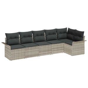 vidaXL Conjunto de Sof&aacute; de Jardim 6 unid. Cinzento-claro vime PE