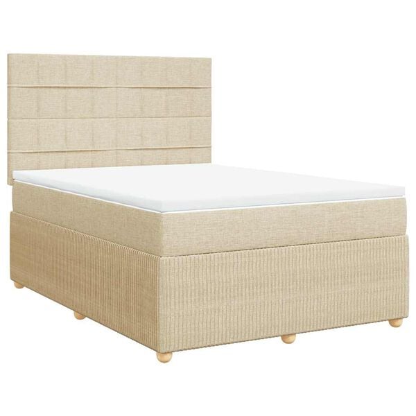 vidaXL Cama com molas/colch&atilde;o 160x200 cm tecido cor creme