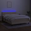 vidaXL Cama box spring c/ colch&atilde;o e LED 140x190 cm tecido cor creme