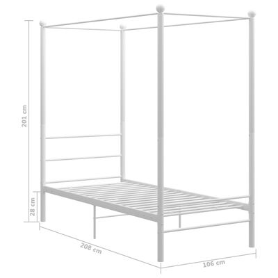 vidaXL Estrutura de cama com dossel 100x200 cm metal branco