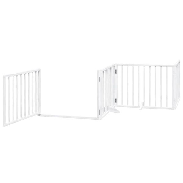vidaXL Port&atilde;o p/ c&atilde;es com porta dobr&aacute;vel 12 pain&eacute;is 960cm &aacute;lamo branco