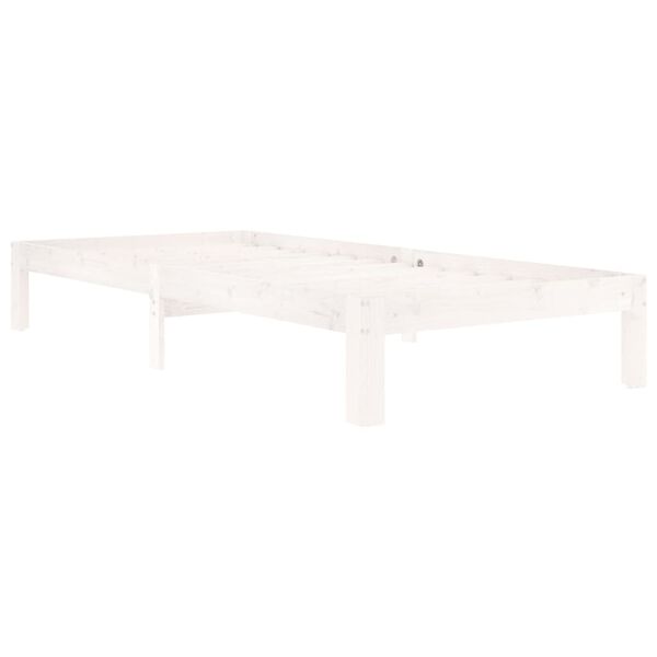 vidaXL Estrutura de cama 90x200 cm pinho maci&ccedil;o branco