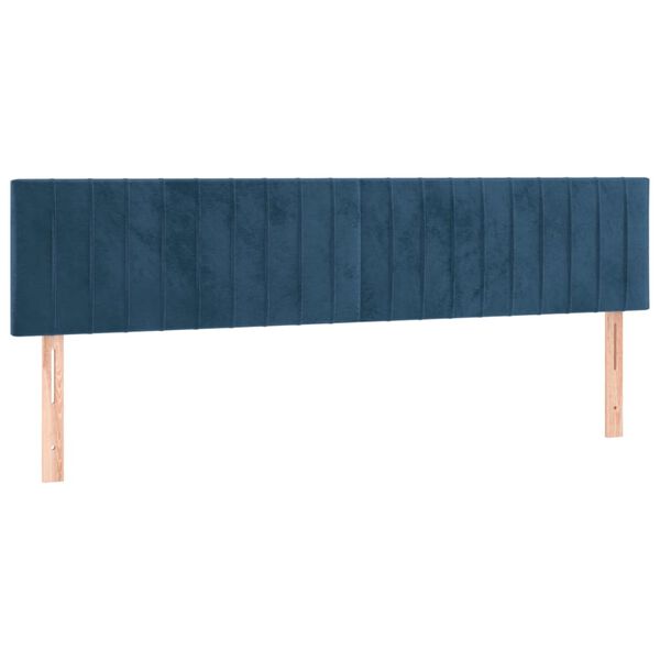 vidaXL Cabeceira de cama c/ luzes LED veludo 200x5x78/88cm azul-escuro