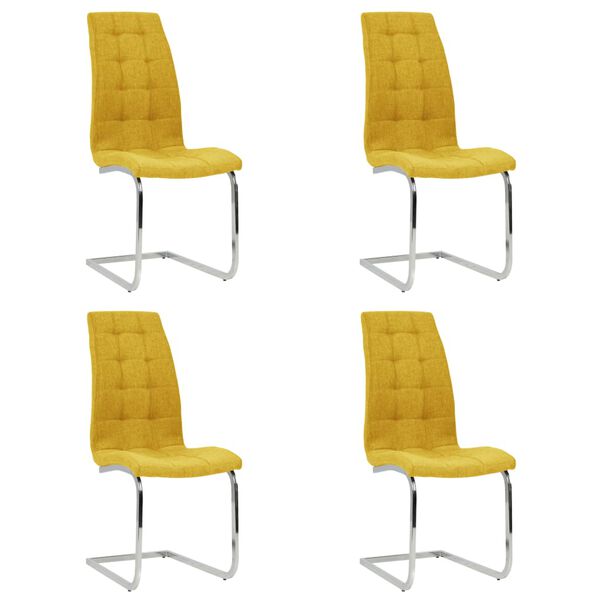 vidaXL Cadeiras de jantar cantilever 4 pcs tecido amarelo