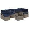 vidaXL Conjunto de Sof&aacute; de Jardim 8 unid. Cinza e Azul Marinho vime PE