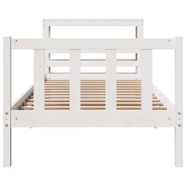 vidaXL Cama sem colch&atilde;o 90x200 cm madeira de pinho maci&ccedil;a branco