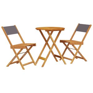vidaXL 3 pcs conjunto de bistr&ocirc; tecido e madeira maci&ccedil;a antracite