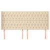 vidaXL Cabeceira de cama c/ abas tecido 183x16x118/128 cm creme